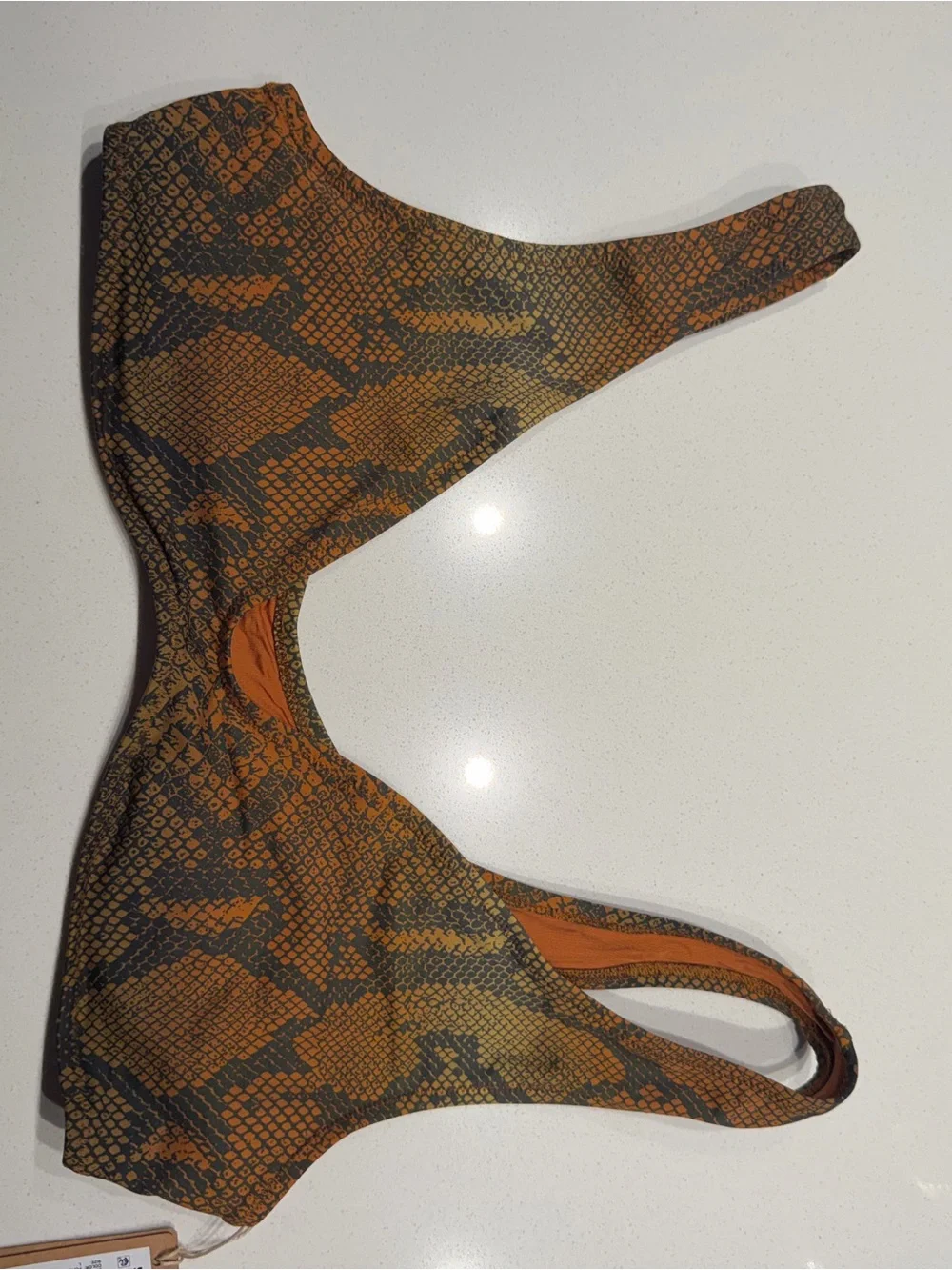 SKIMS Plunge Bikini Top - Ombré Snake Forest - NWT
